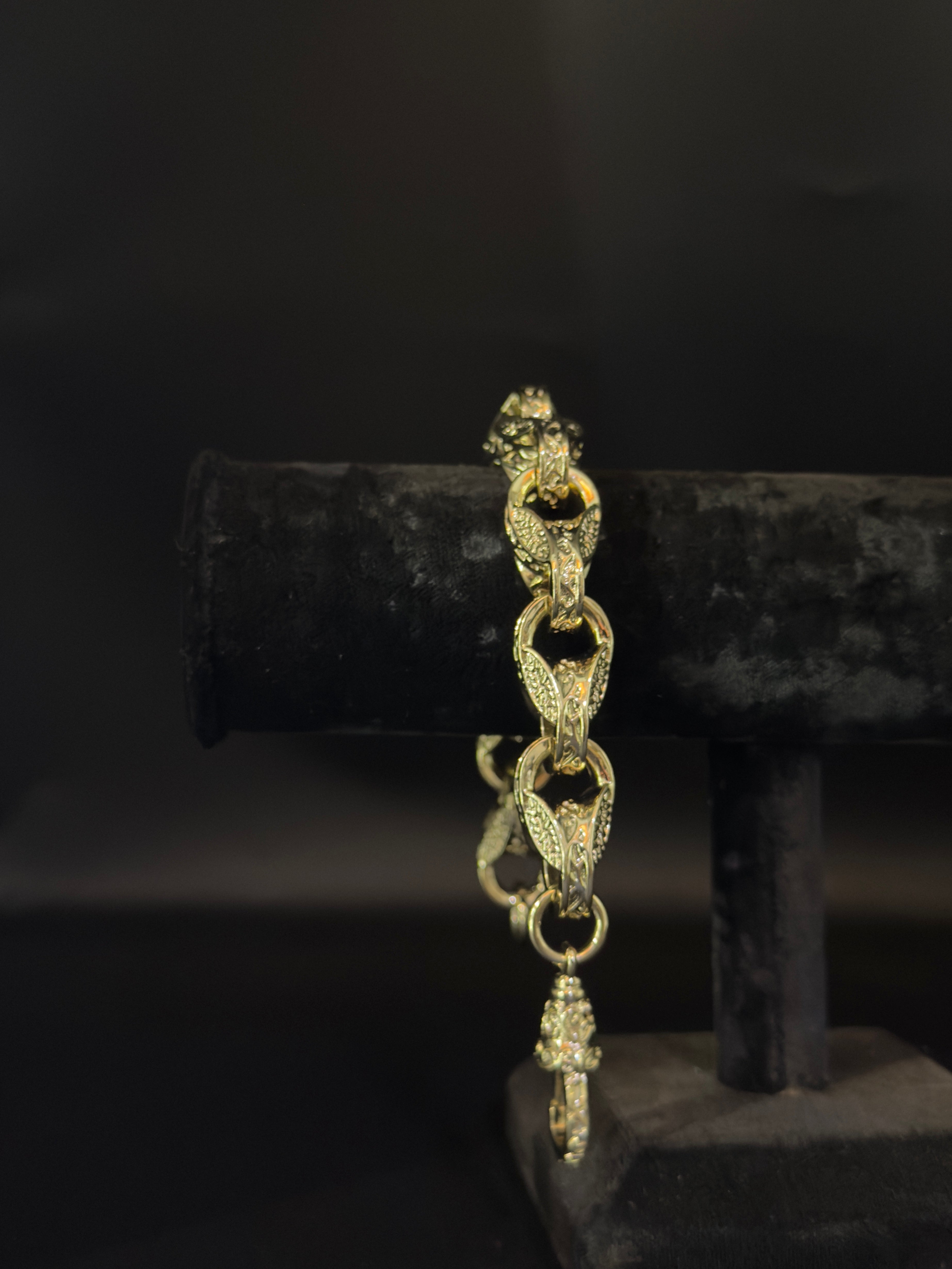 9ct Gold Filled XL 15mm 3D Tulip Bracelet with Albert Clasp