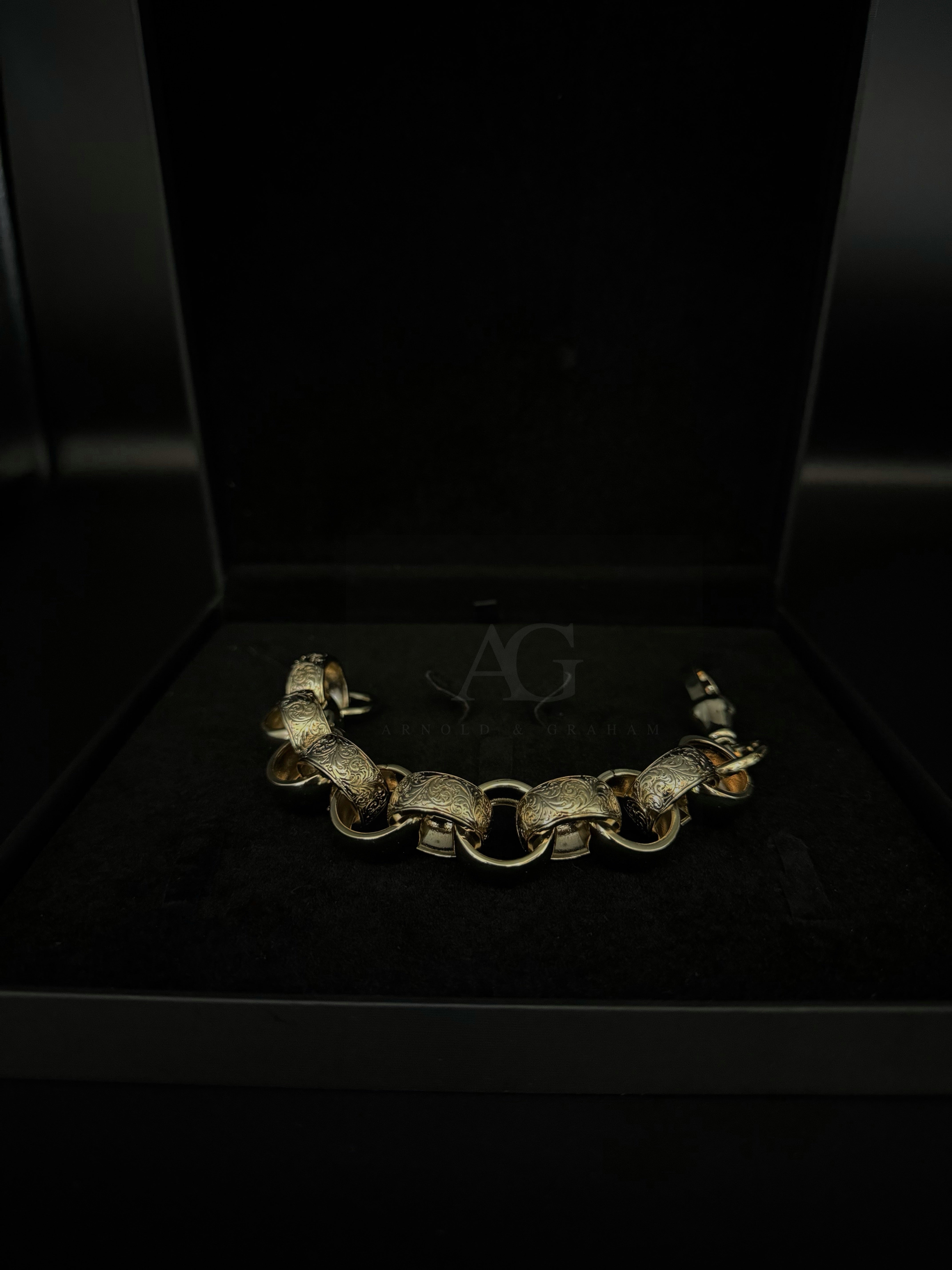 9ct Gold Filled XL Statement Piece Patterned Belcher Bracelet 21mm