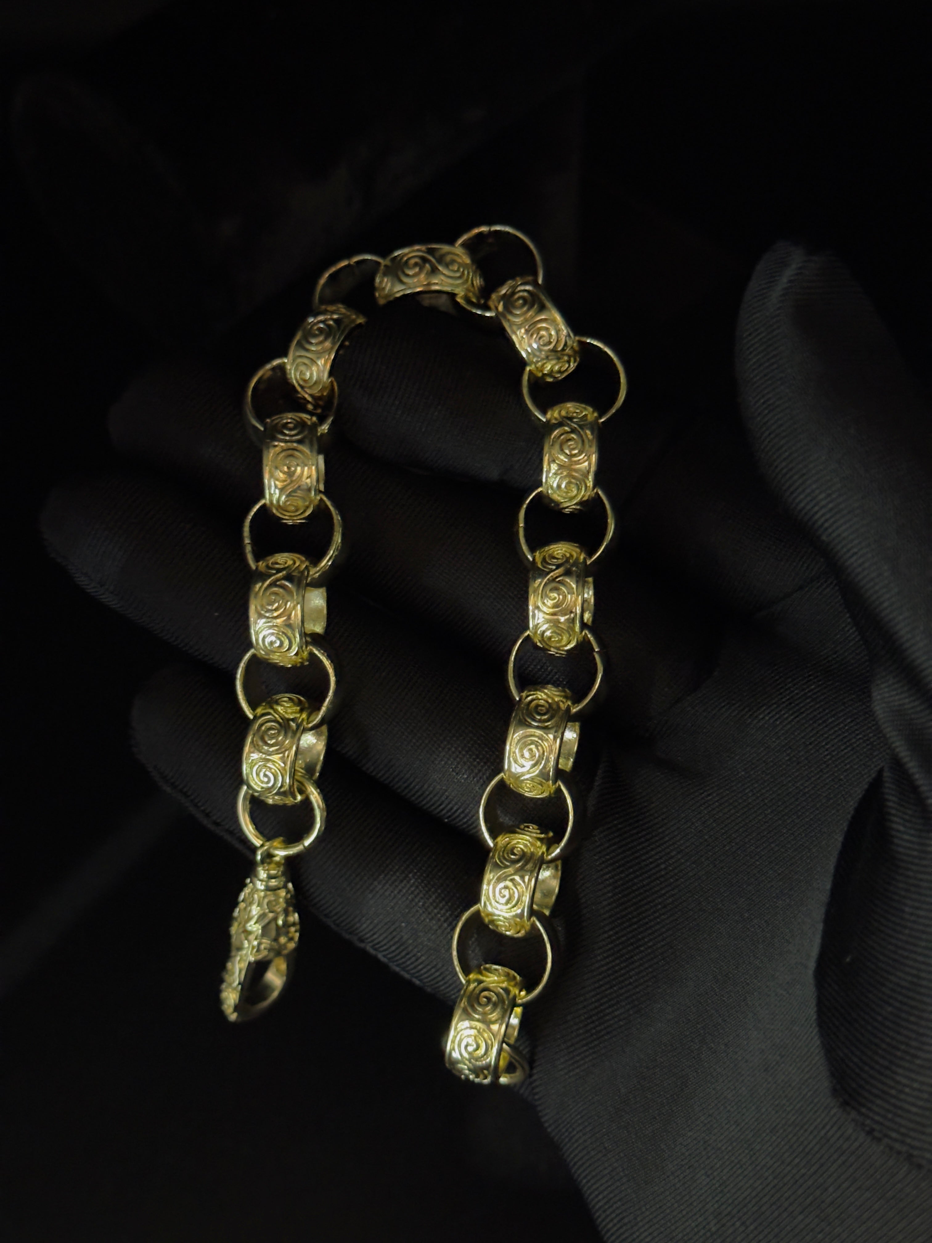 9ct Gold Filled Swirl Link Patterned Belcher Bracelet 14mm
