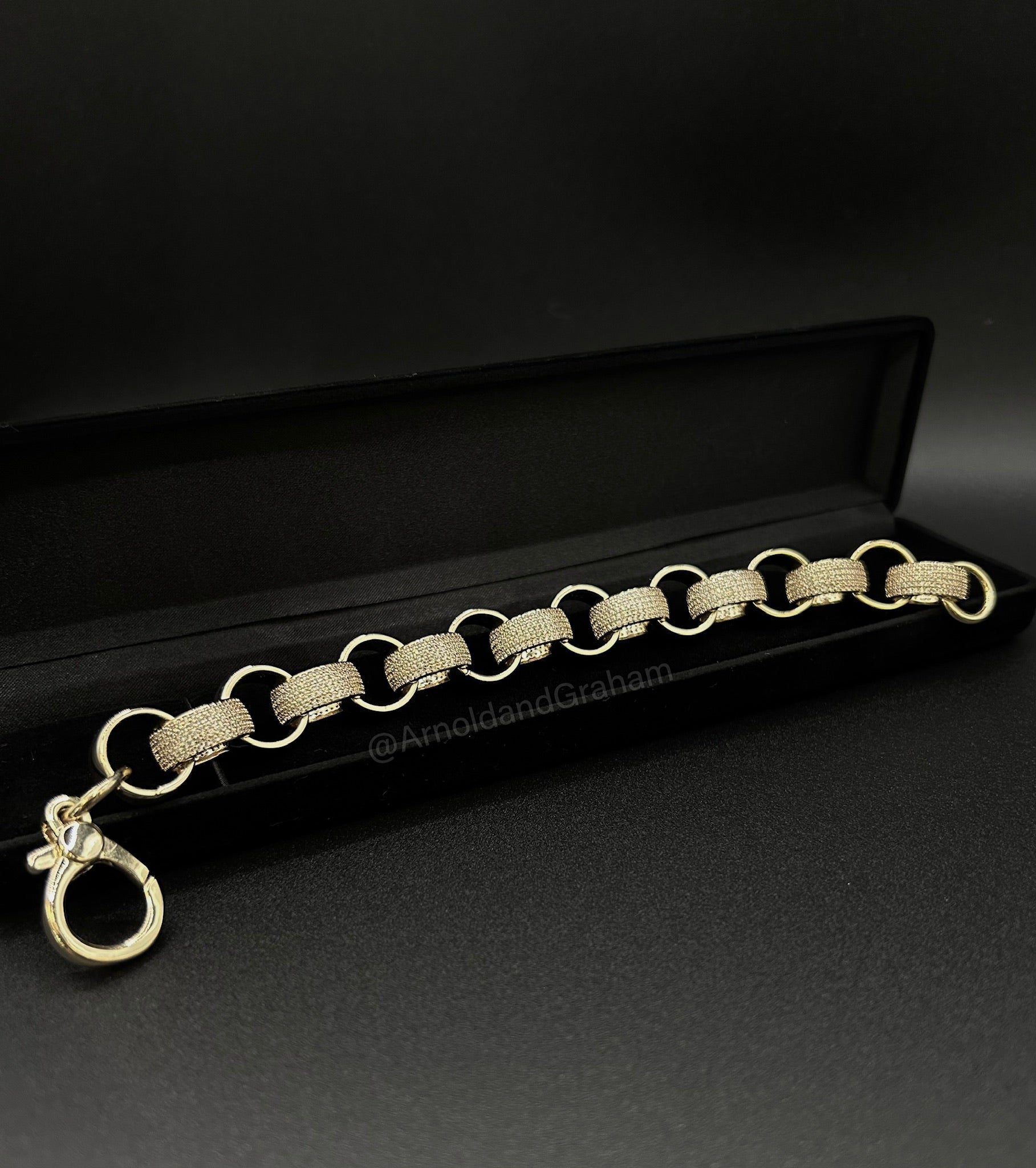 9ct Gold Filled Diamond Belcher Bracelet 16mm