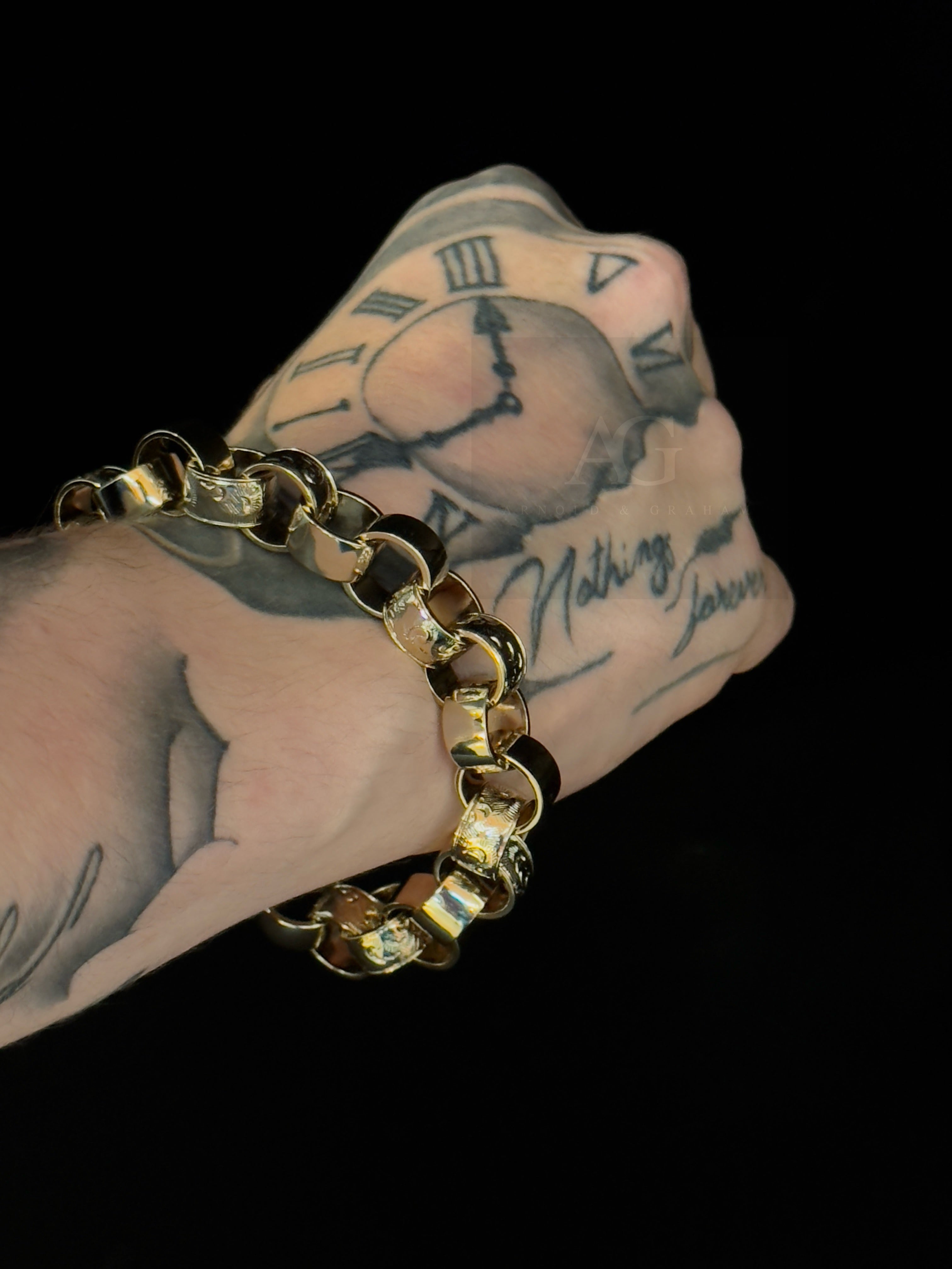 9ct Gold Filled Half Patterned Belcher Bracelet 14mm