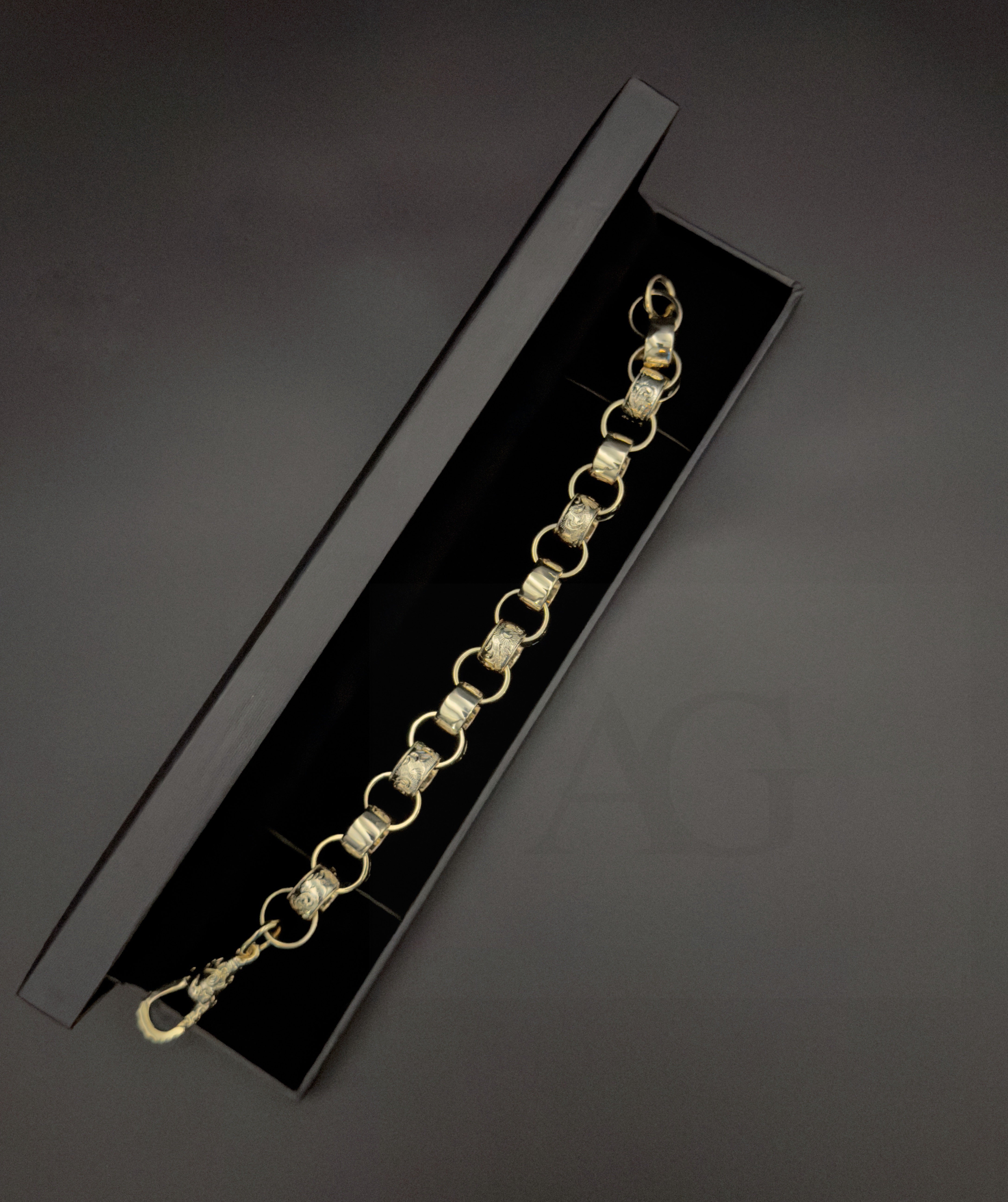 9ct Gold Filled Half Patterned Belcher Bracelet 14mm