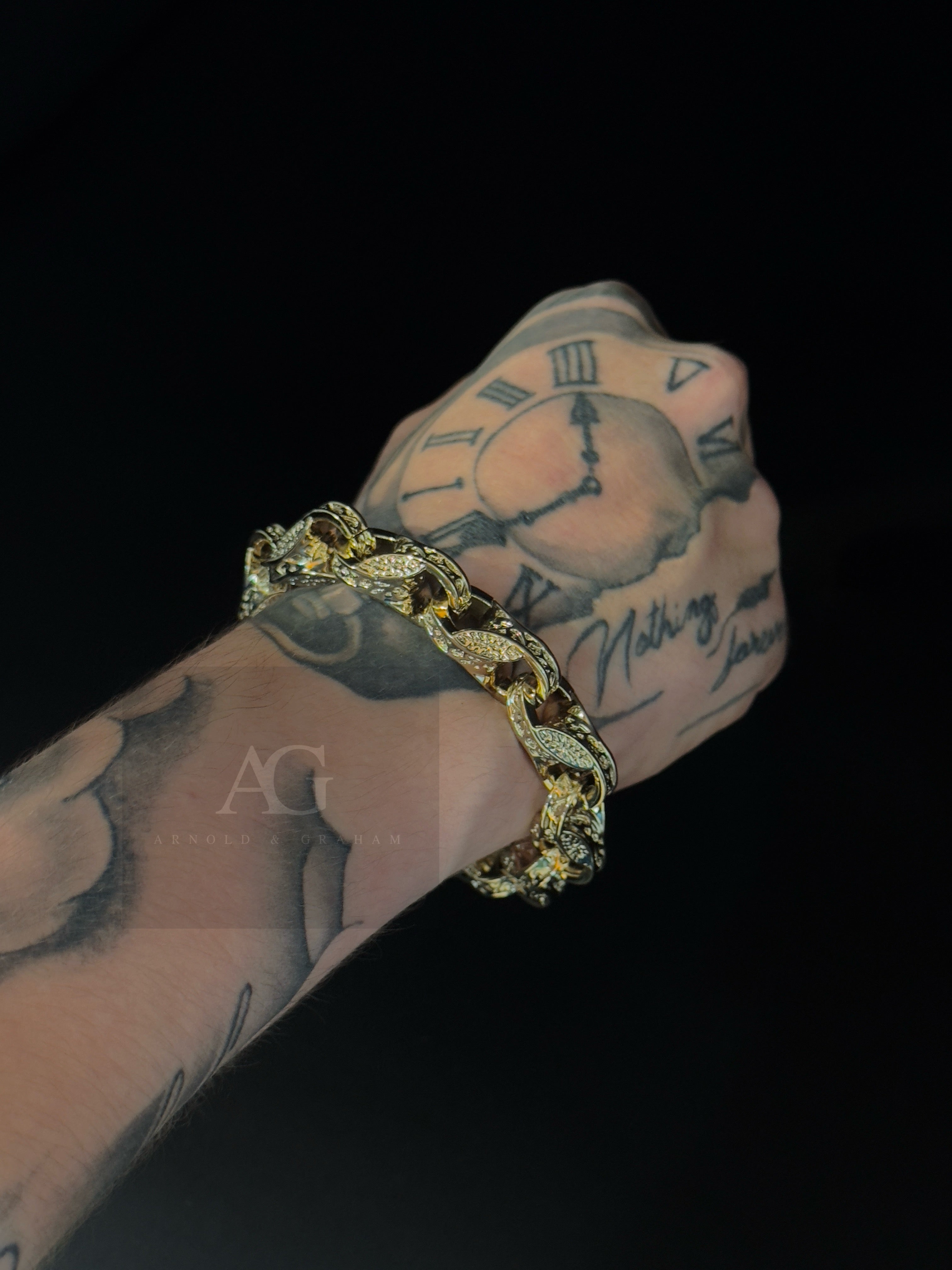 9ct Gold Filled XL 15mm 3D Tulip Bracelet with Albert Clasp