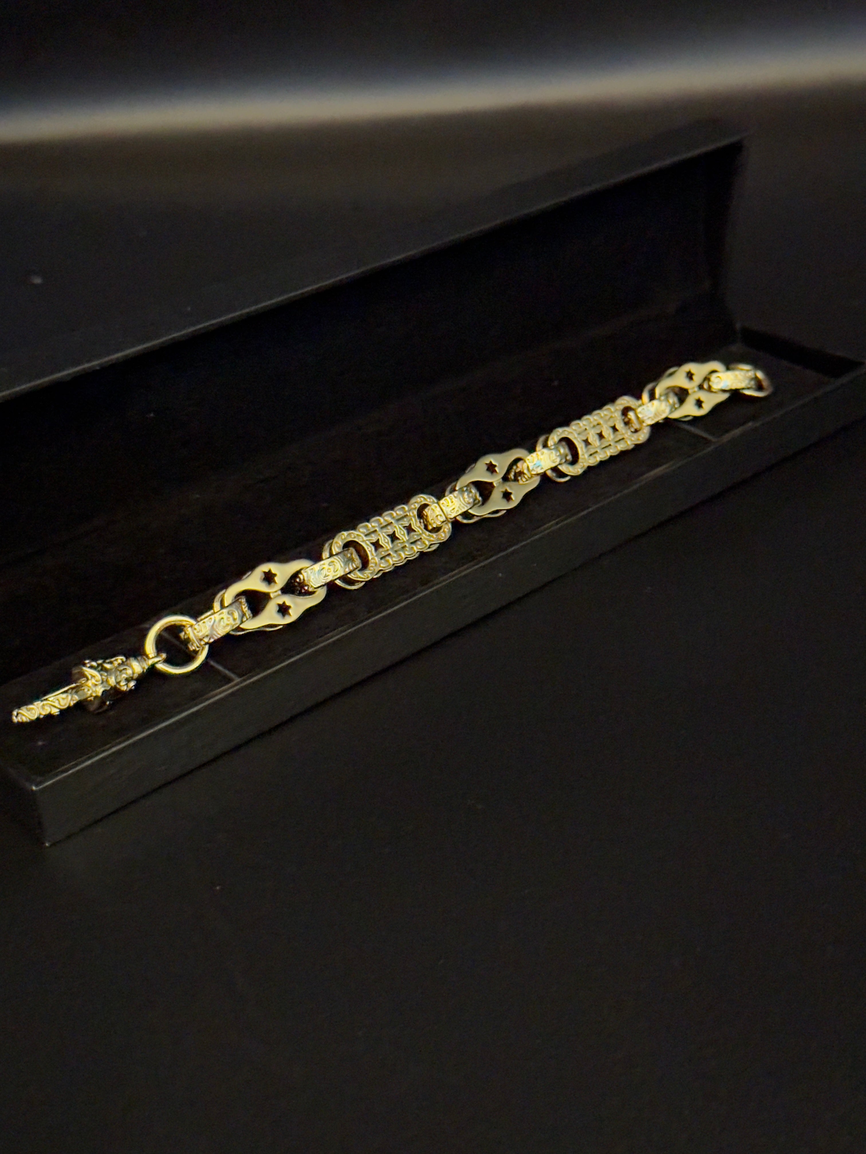 9ct Gold Filled Stars & Bars Bracelet 15mm