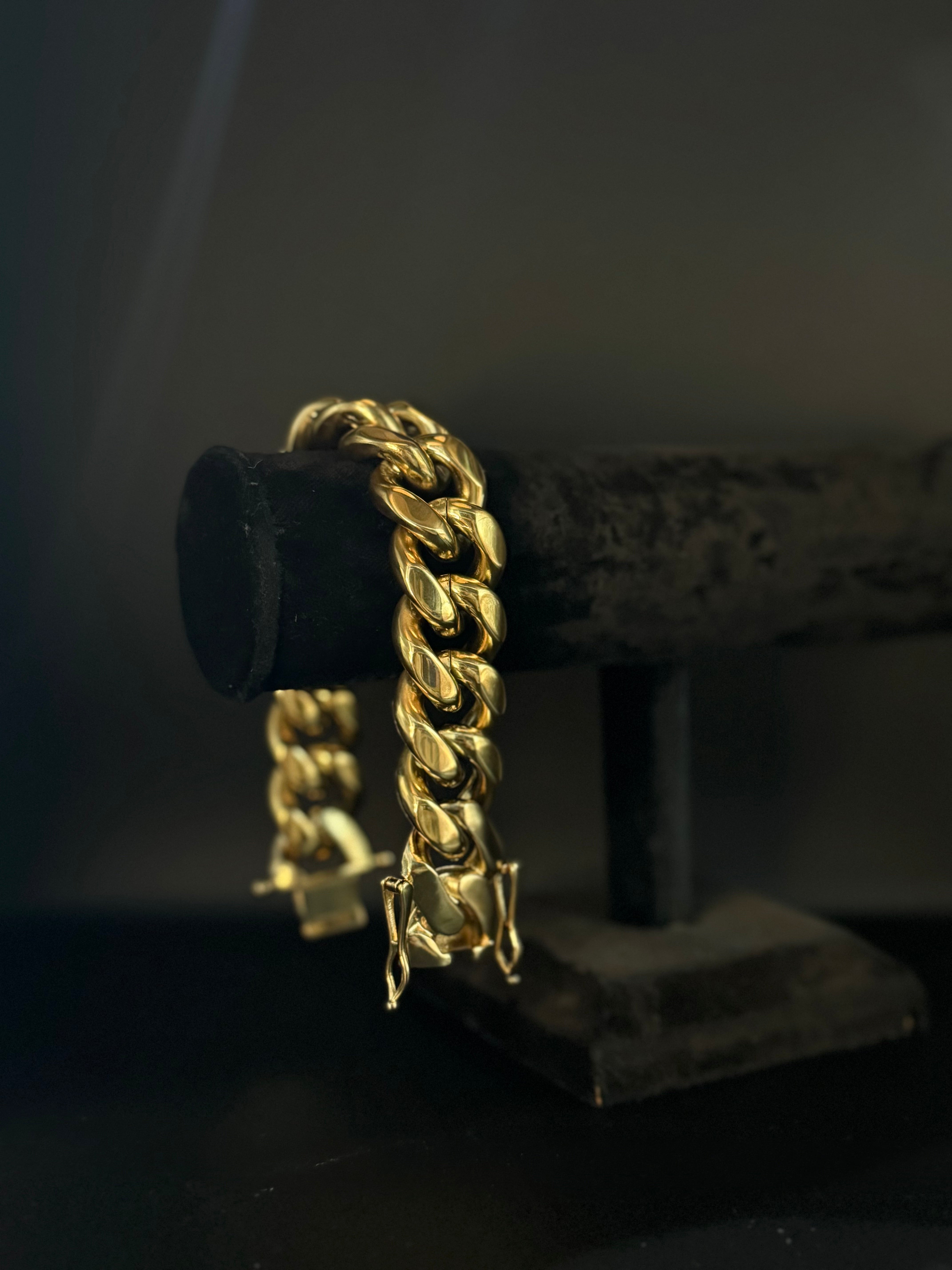 14k Yellow Gold Filled Miami Cuban Bracelet – 22 mm