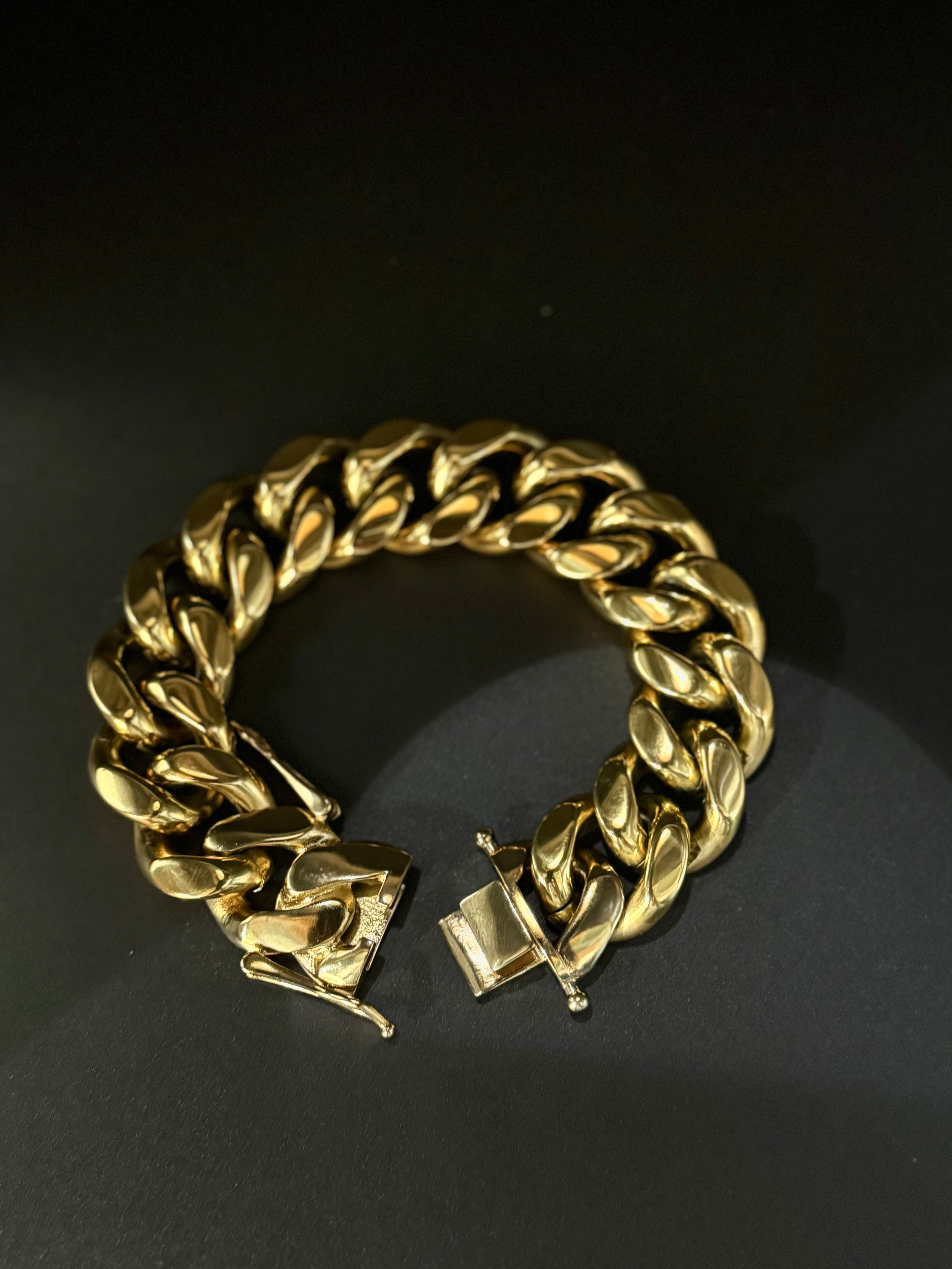 14k Yellow Gold Filled Miami Cuban Bracelet – 22 mm