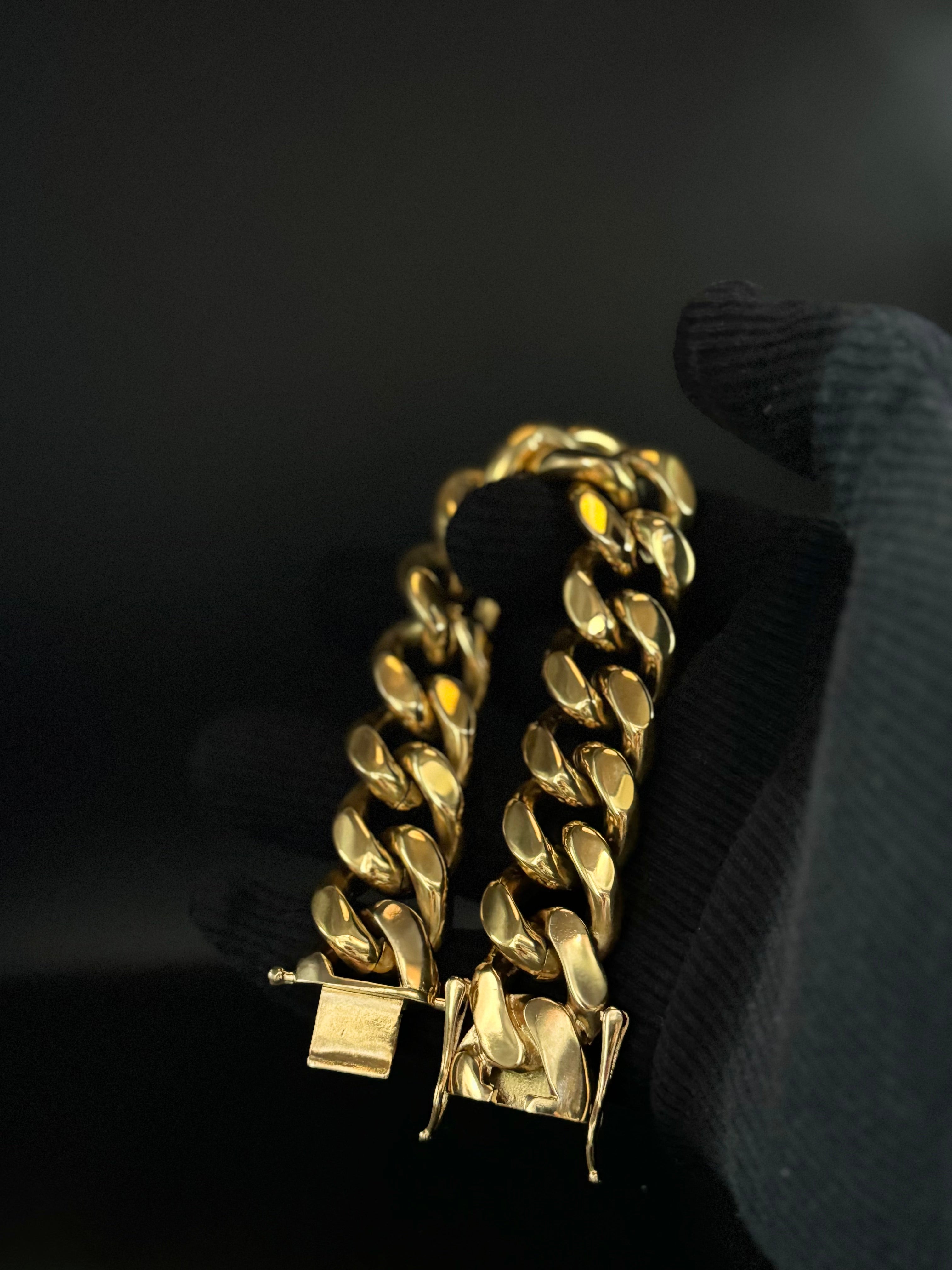 14k Yellow Gold Filled Miami Cuban Bracelet – 22 mm
