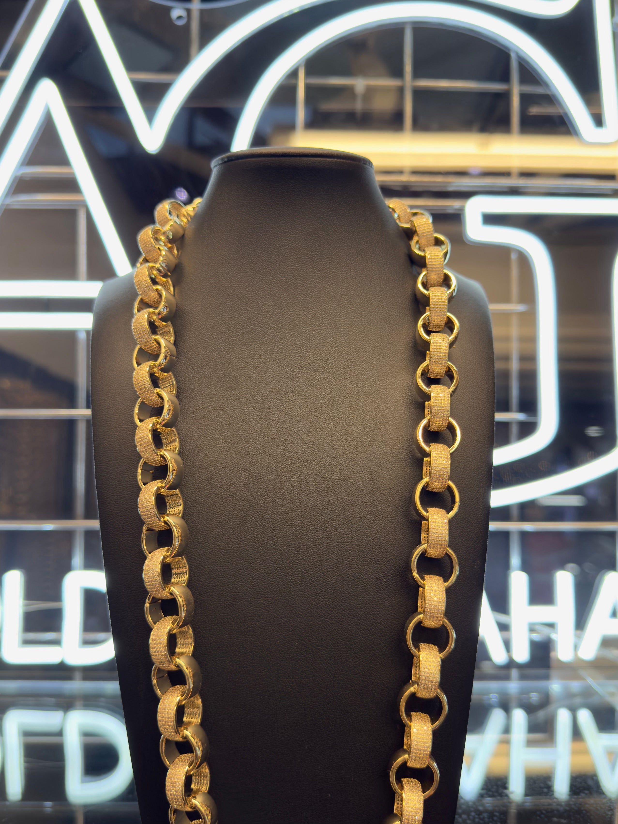 9ct Gold Filled Diamond Belcher CZ Chain 15mm