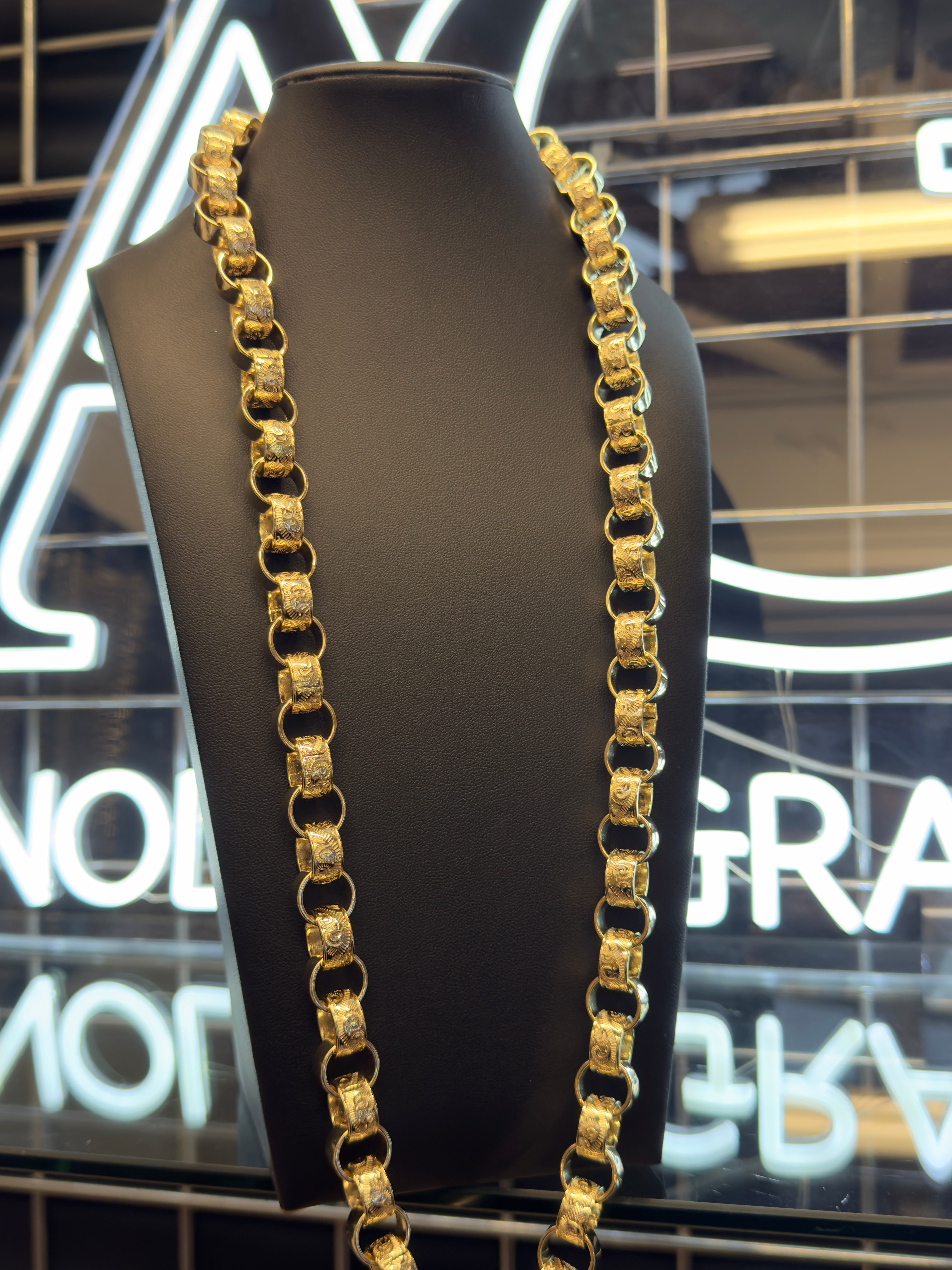 9ct Gold Filled Half Patterned Belcher Chain 14mm