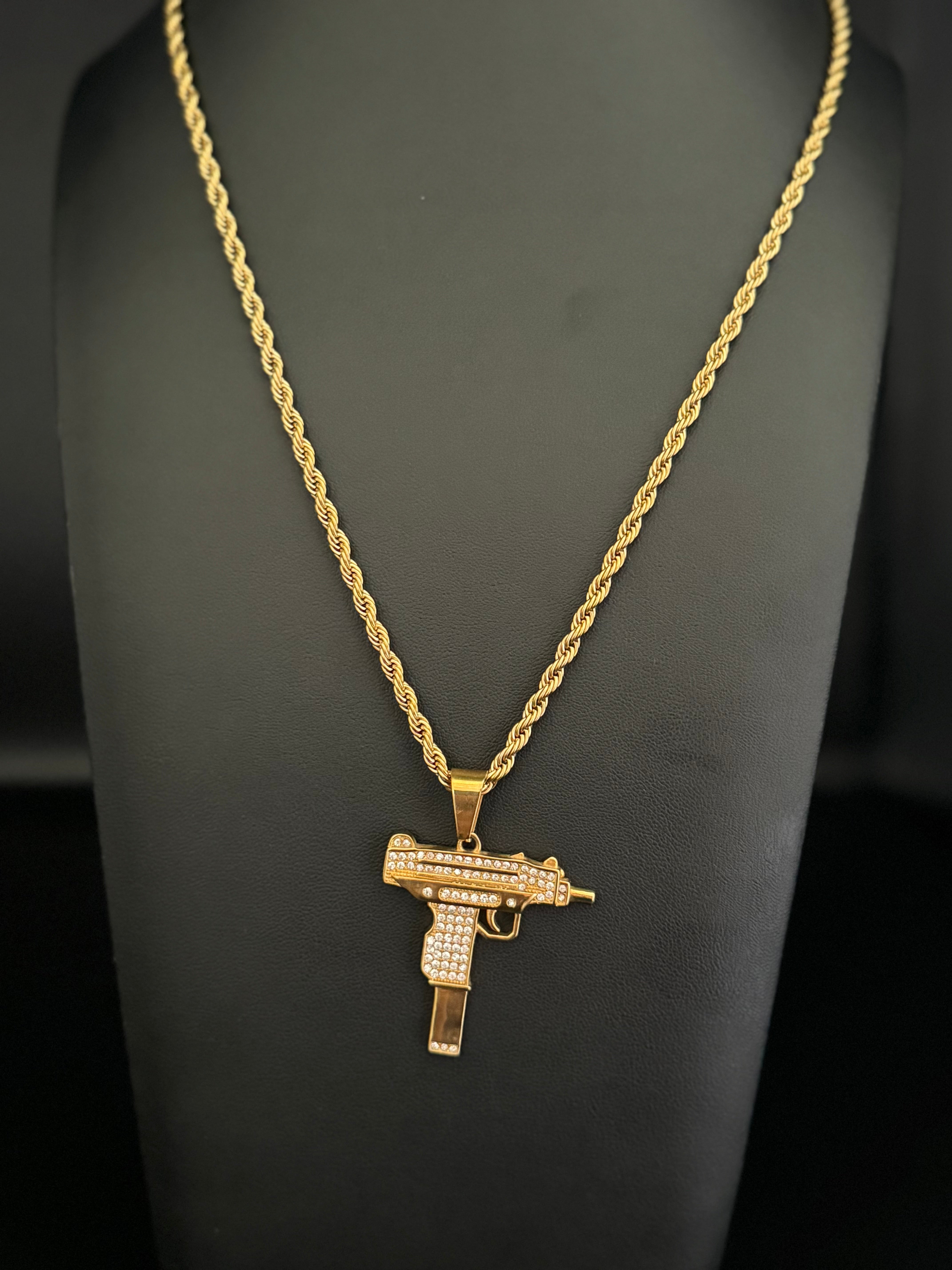 Gold Filled Mac-10 Pendant On A 6mm Rope Chain