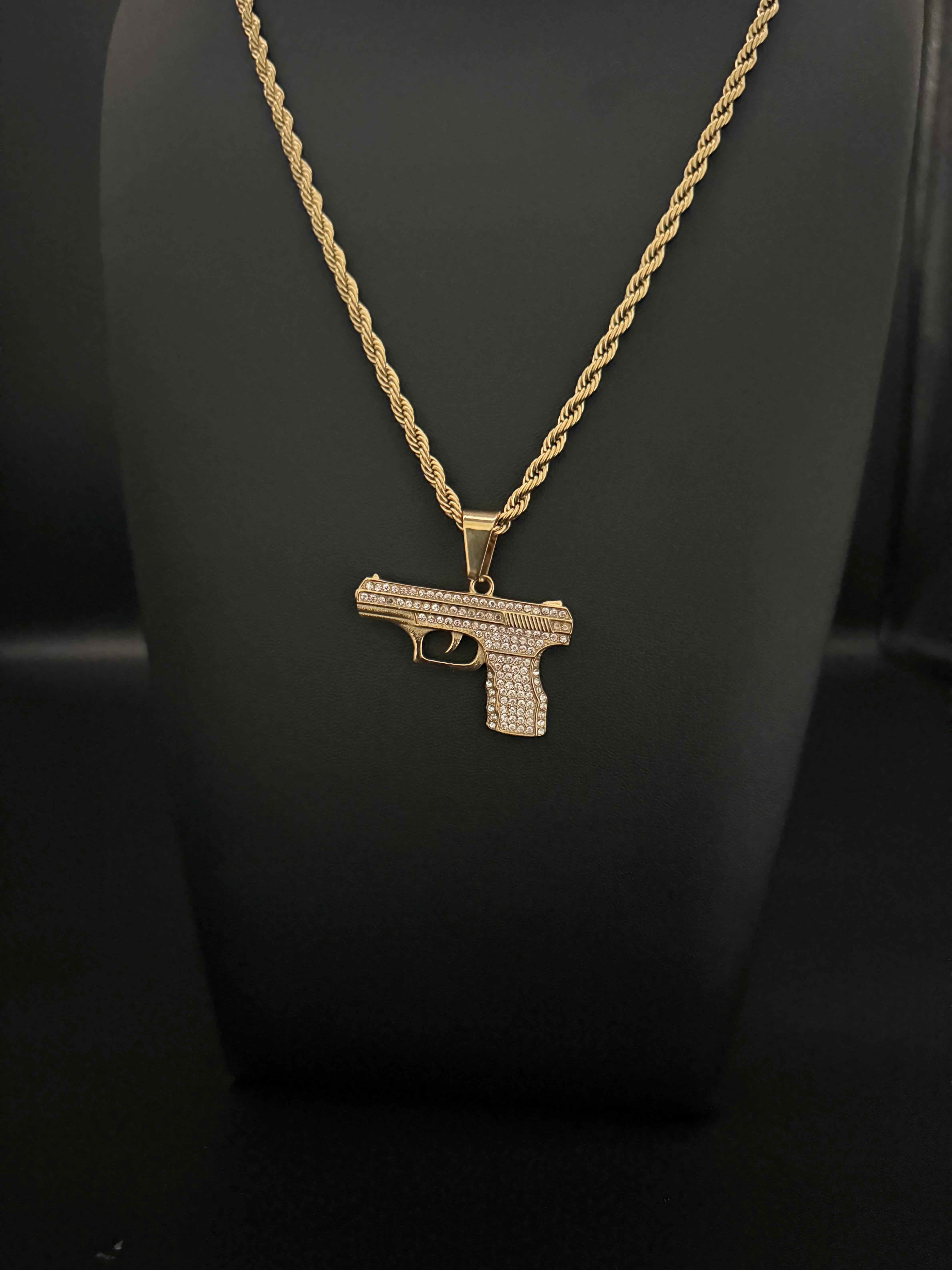 Gold Filled Glock Pendant On A 6mm Rope Chain