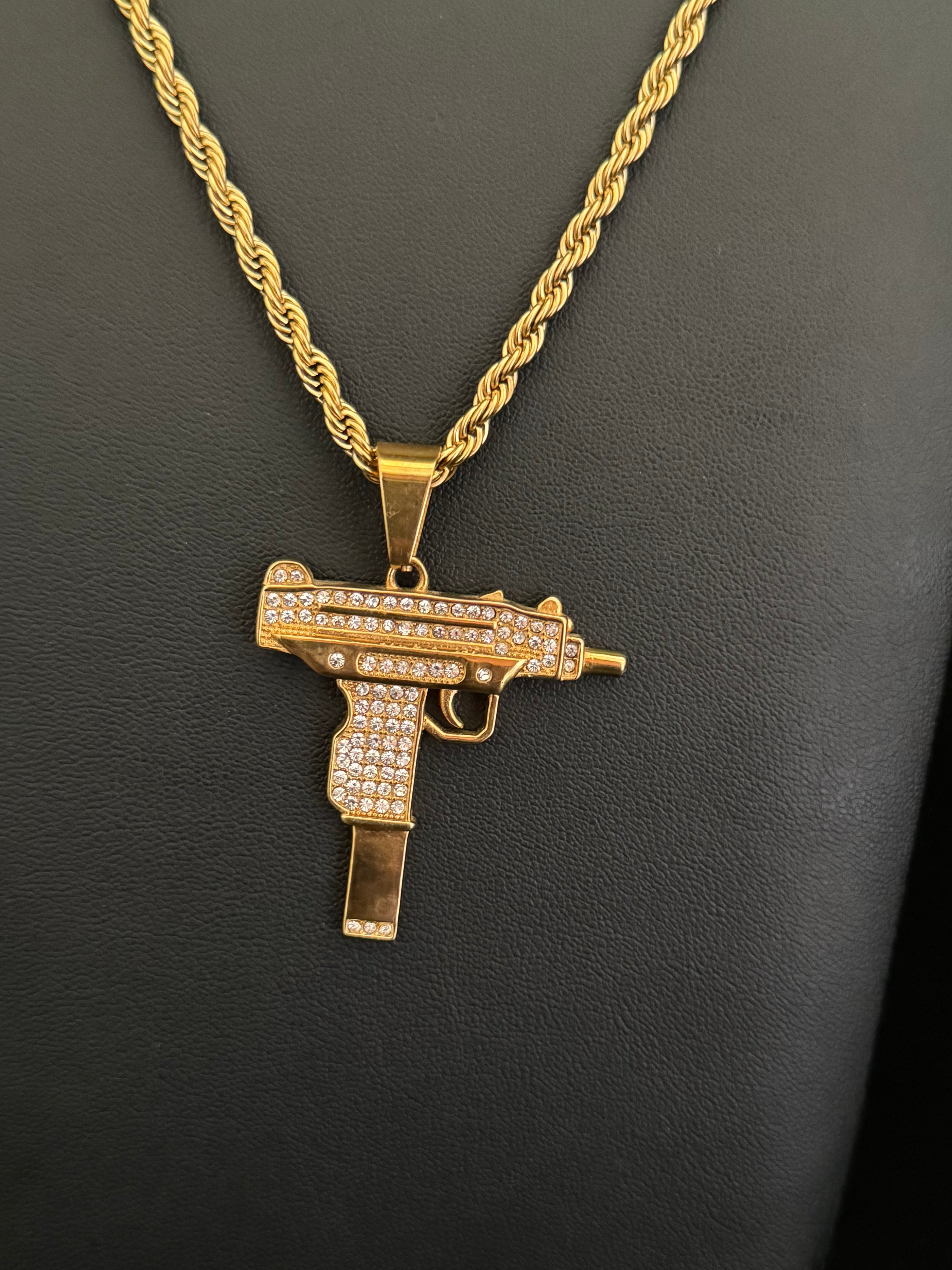 Gold Filled Mac-10 Pendant On A 6mm Rope Chain