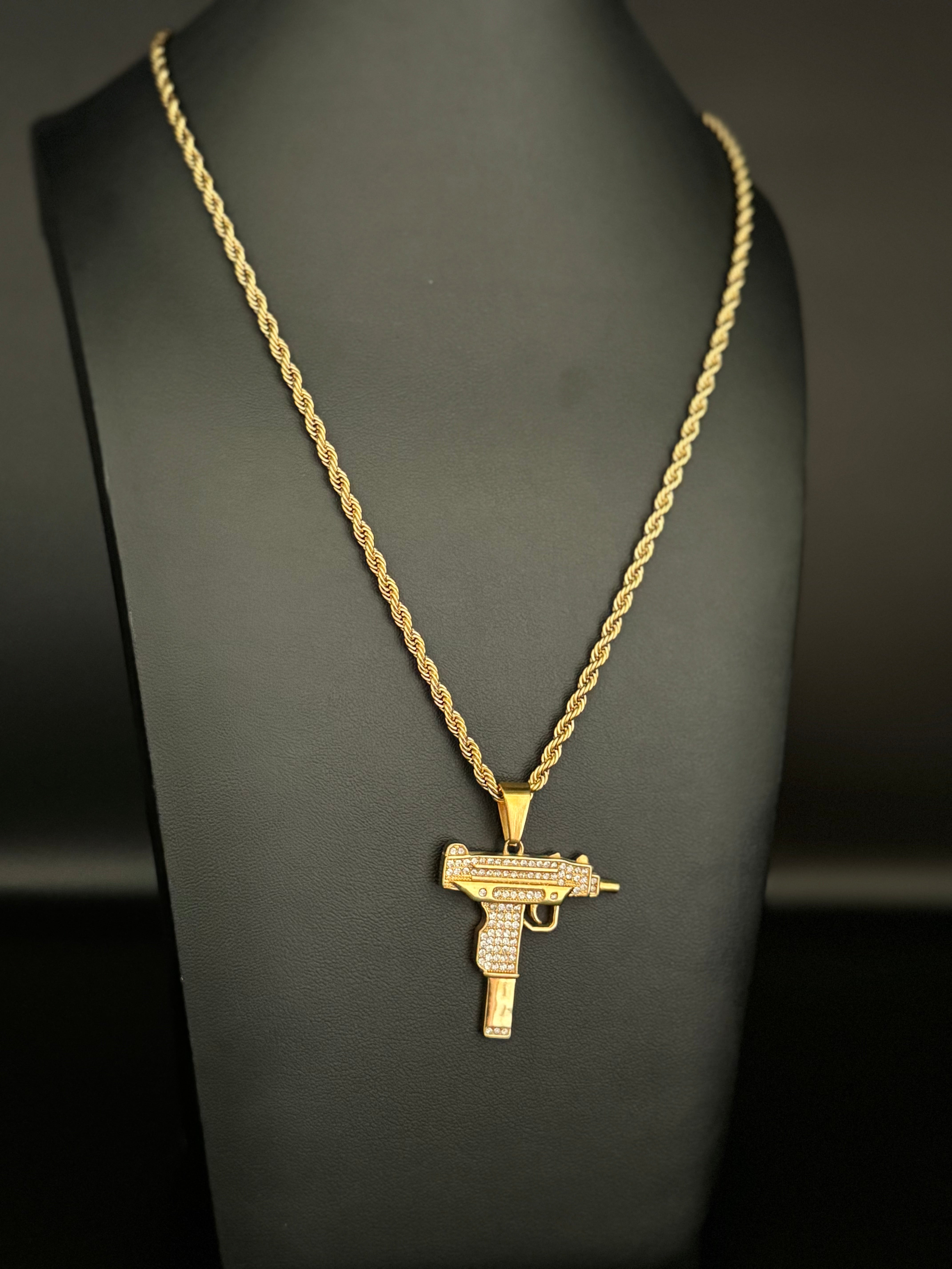 Gold Filled Mac-10 Pendant On A 6mm Rope Chain