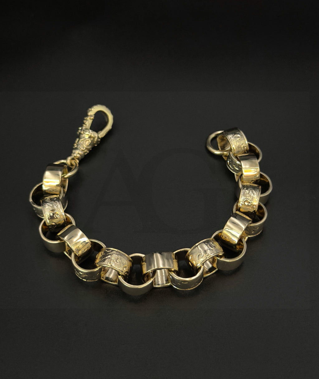 9ct Gold Filled Half Patterned Belcher Bracelet 14mm