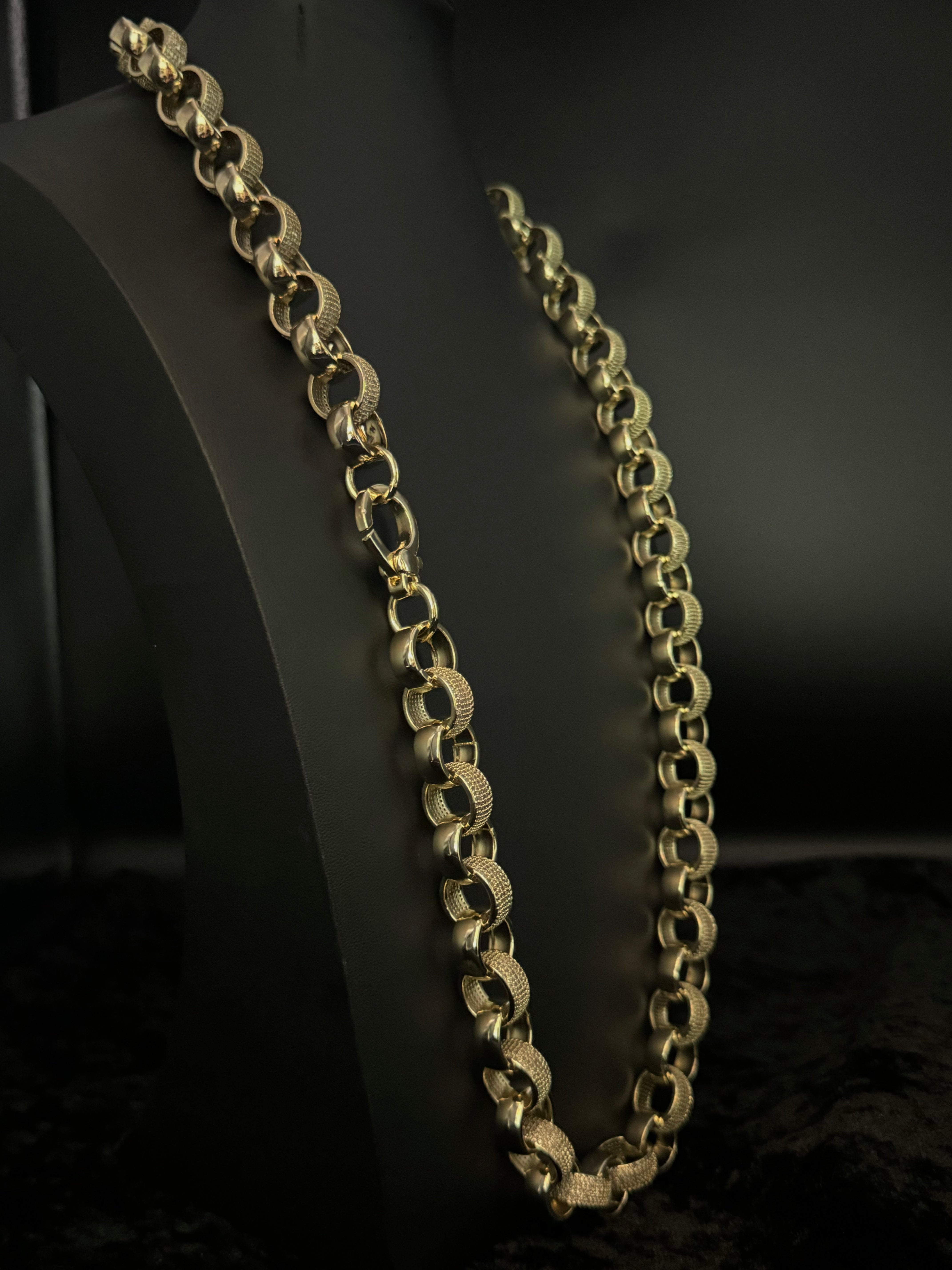 9ct Gold Filled Diamond Belcher CZ Chain 15mm