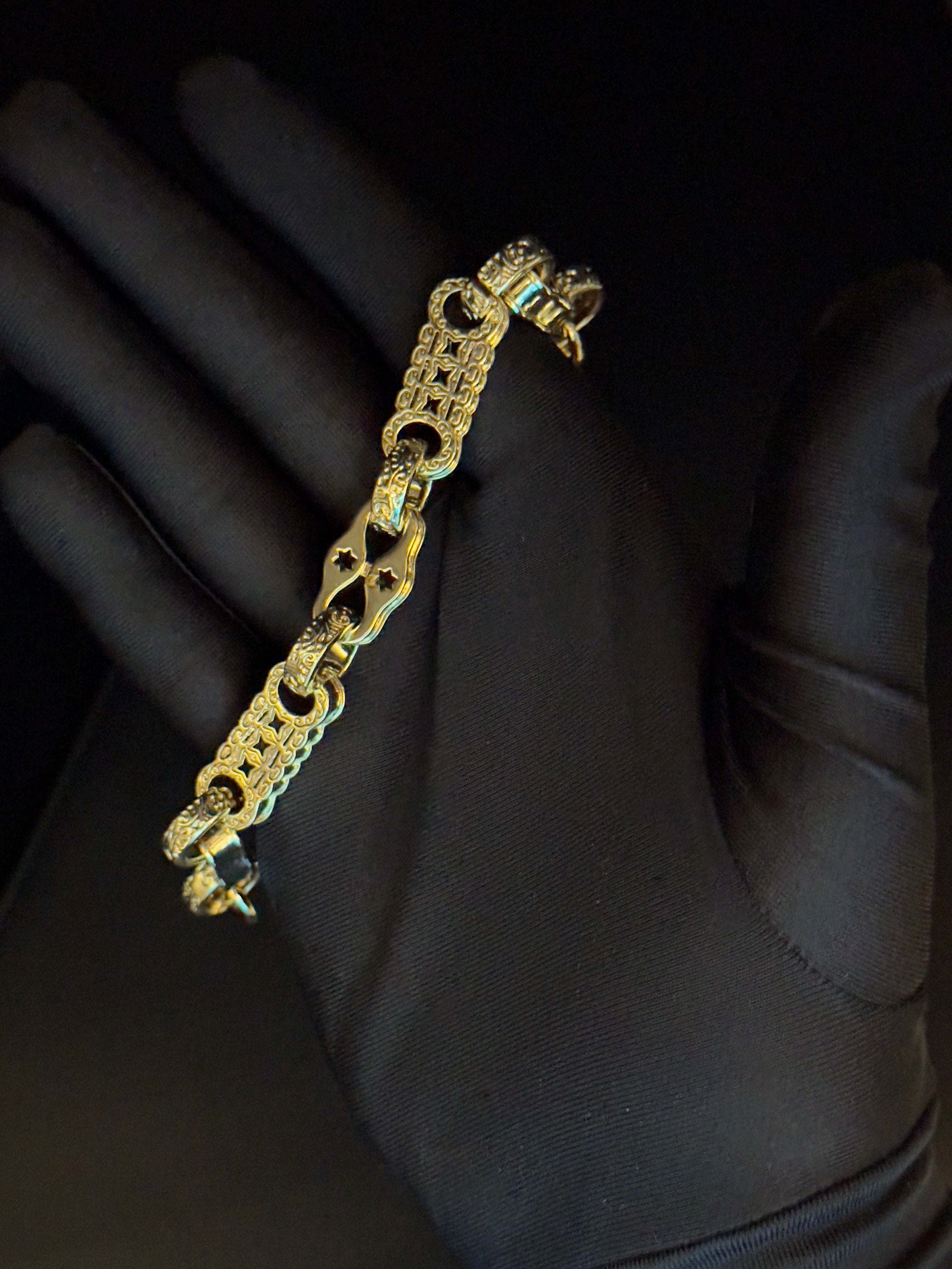 9ct Gold Filled Stars & Bars Bracelet 15mm